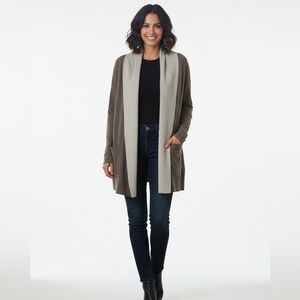 Babaton Open Front Cardigan Jacket Two-Tone Gray Beige – Women’s Size M